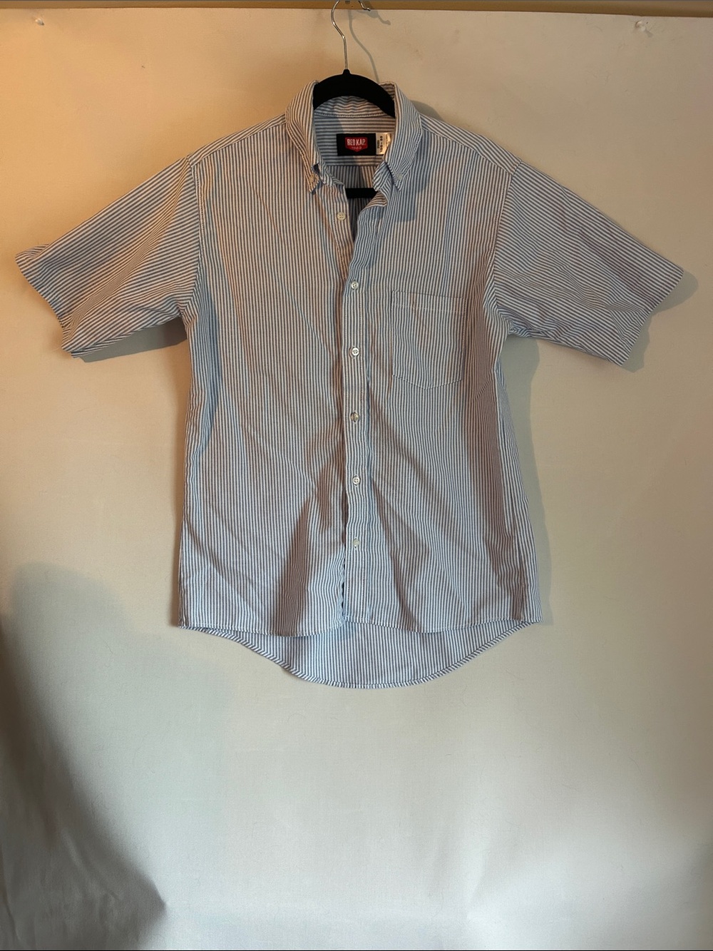 Red Kap Pinstripe Short-Sleeve Button-Down Shirt